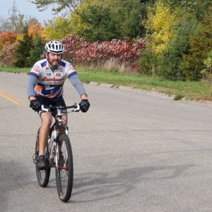 On the way to a Minnesota mountain bike trail with fall colors becoming more and more prevalent.
