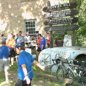Road Biking Minnesota with a rest stop at the Pickwick Mill, just south of Winona, along the Mississippi River Trail.