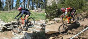 By bending your knees and elbows It is easy to get into a low position and absorb trail shock, while descending.