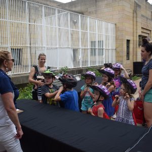 Excited to have new bike helmets this group of kids we trying to adjust the size themselves before moving to the next station.