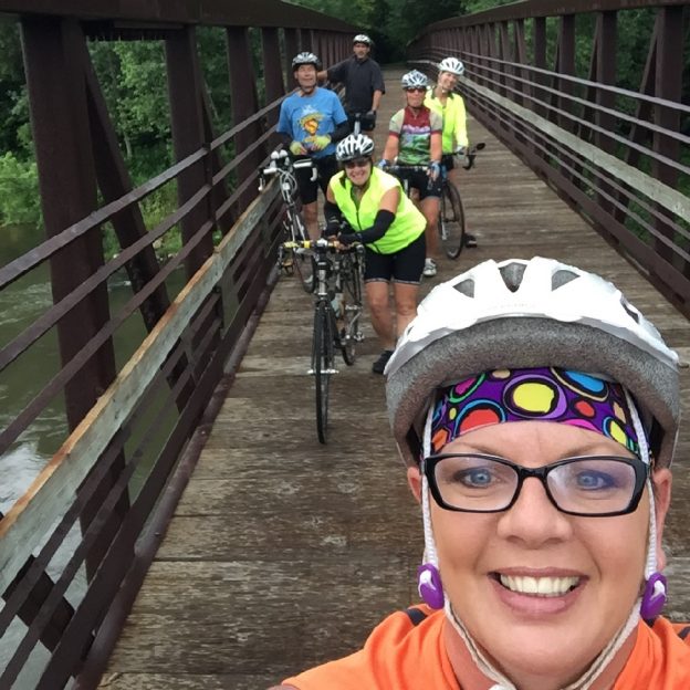 A selfie along the root River Trail near Rushford, MN on the Bluff & Valley Bike Tour July 7,8,9, 2017.
