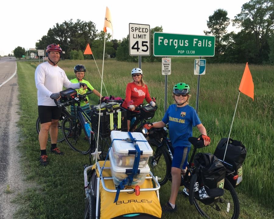 Bike touring season is in full swing here in Minnesota, Fergus Falls bike advocates line up dinner, accommodations and warm welcome to Ziemer Family.