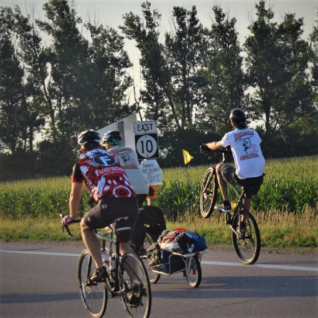 Touring the country side, a bunny hop into the sunrise was a great way to start the day for this cyclist.