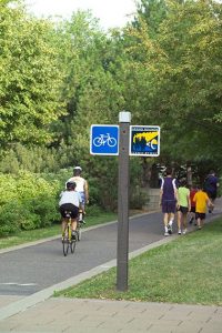 The Grand Rounds Bike trail here connects to the binning of the Luce Line trail.