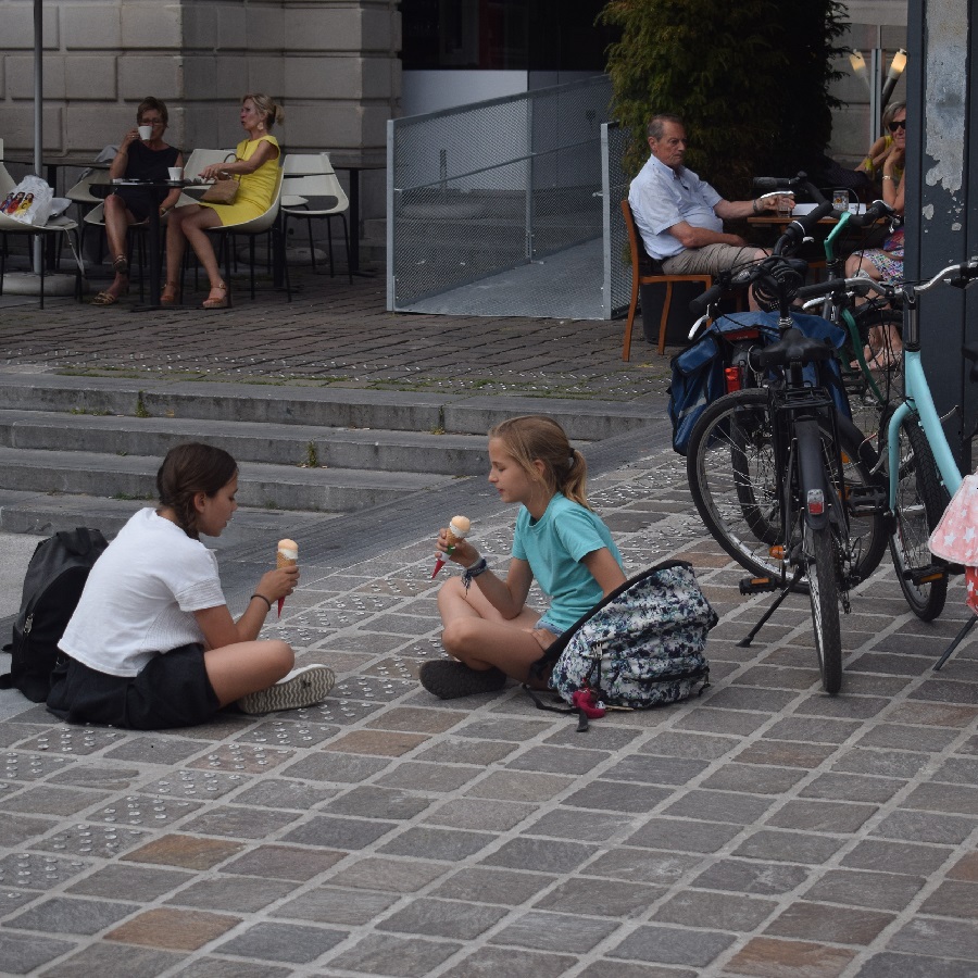 Its Ice Cream Smiles Sunday around the world. Here in the Netherlands these young bikers stops along the canal route to enjoy a creamy cool treat before resuming her bicycle ride..