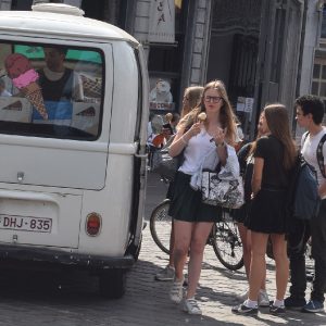 Its Ice Cream Smiles Sunday around the world and here in Bruges this young lady and her friends enjoy a creamy cool treat.