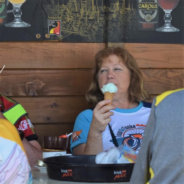 Its Ice Cream Smiles Sunday and here in the Netherlands this biker chick stops with her friends to enjoy a creamy cool ice cream treat.