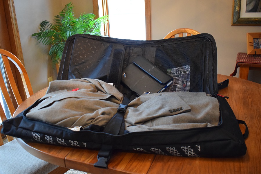 The items in the luggage case above comfortably fits into the Classic Garment Pannier , with room fr a sports jacket and a laptop. 
