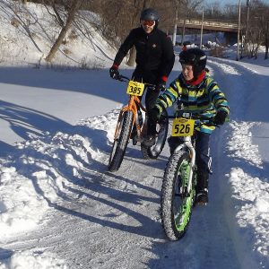 Happy New Years as you begin 2018, we hope its you best year yet! Start the year off right with a resolution to do more biking like this father/son duo, in the photo at last years Arctic Fever Fat Tire Race, in Excelsior, MN.