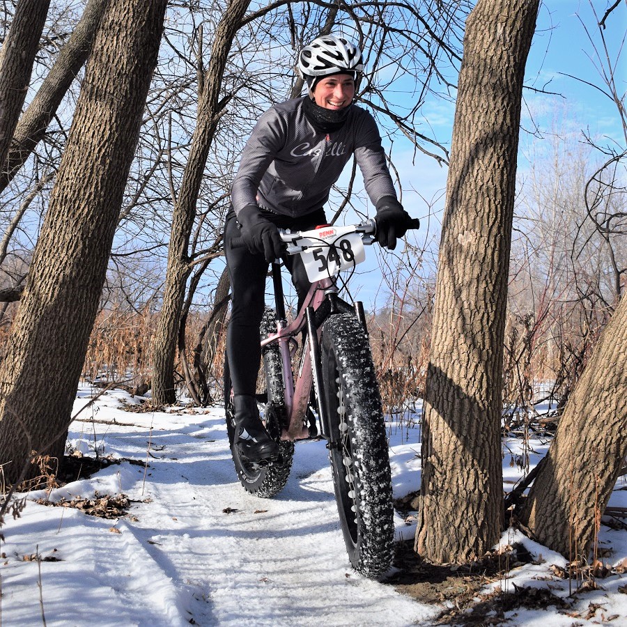 mountain biking on snow