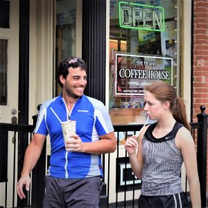 Its ice cream smiles Sunday around the world and here in La Crosse WI. last summer these cyclists enjoyed a cool treat, with a bit of teasing, before continuing their ride along the Mississippi River Trail.