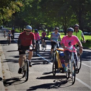 Fond summer memories riding the Saint Paul Classic Bicycle Tour, as these this group of cyclists demonstrates riding down Summit Avenue in St Paul's historic district.