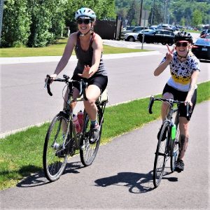 these bold north biker chicks are reflect back to fun riding into the Monday morning sun,