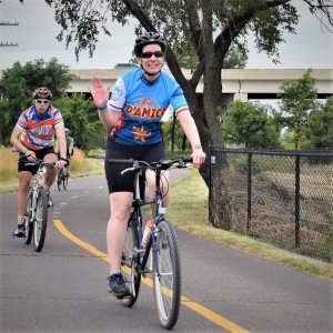 Fond summer memories riding the the Tour D' Amico, in Golden Valley, MN shows this biker chick and biker dude as branding images on the roll.