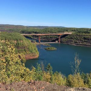 Another view of the Rouchleau Pit and new bridge that connects the Mesabi Trail between Virginia and Gilbert.