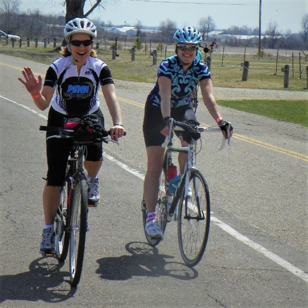 Riding into the Monday morning sun on the last day of 30 Days of Biking. Today's photo was taken couple years ago of these two biker chicks, on a Minnesota Ironman Bicycle Ride