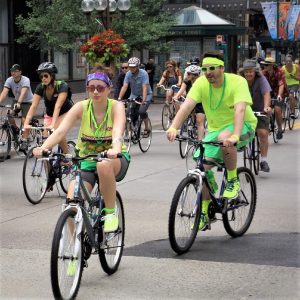Soon everyone will enjoy bicycle outing as summer approaches for some fond memories. Here in this photo where cyclists, many in costume, parading down the Nicollet Mall in Downtown Minneapolis, on the Tour d' Fat.