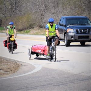 It isn't every day you see a peloton of touring cyclists tow a canoe down the Mississippi River Trail (Hwy 61). After passing by, so I could shoot some photos Amy & Dave Freeman and crew stopped and explained briefly their journey to Washington D.C. with the canoe.