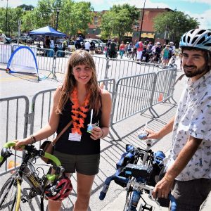 Its Ice Cream Smiles Sunday around the world. Here in Minnesota, at a Opens Street Minneapolis Event this biker chick and dude stops to smile and enjoy a creamy cool treat before resuming their bicycle ride.