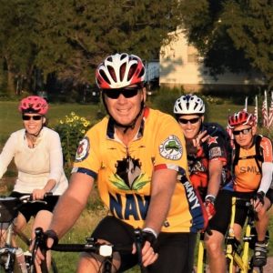 Riding into the Monday morning sun as our beautiful  spring weather continues. This photo captured this bikers riding across Iowa on RAGBRAI 2017.