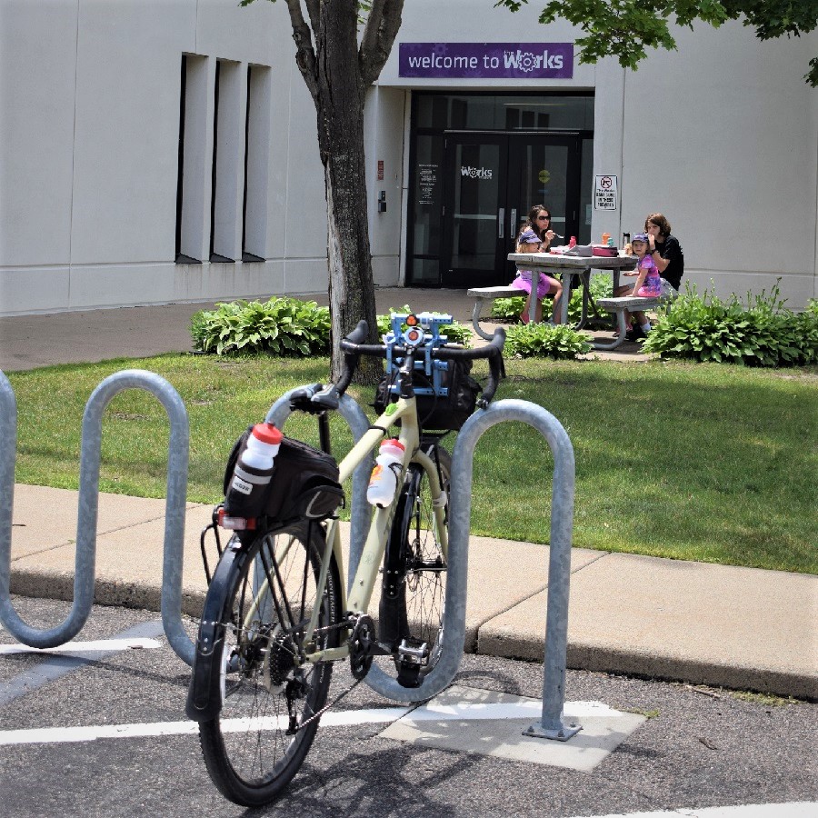 Plenty of bike parking is available at the Works Museum.