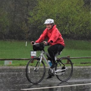 A July Bike Pic, riding your bike in the rain can be fun if you have the right gear and attitude.