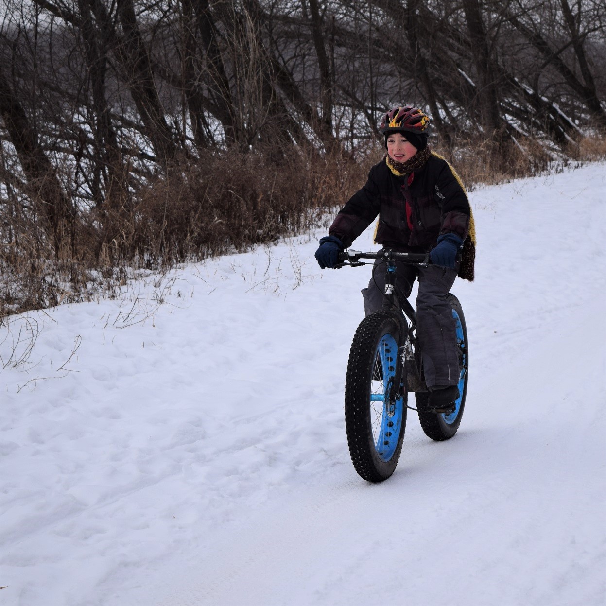 Bikes with low tire pressure offer more stability on slippery roads. Adding studs to the bikes tires adds more control.