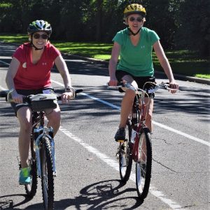 Here on in this Monday morning bike pic, we captured a couple biker chicks riding the Mississippi River Trail (MRT). This picture was captured in St. Paul, MN, on the MRT. 