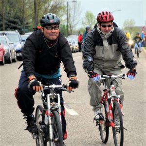 Here in this bike pic Thursday we found these two bike dudes riding, with traces of snow flying.  What better way to continue your fall fun and your #NextBikeAdventure.