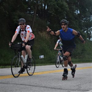 This Bike Pic Friday, digging through the summer archives we found this skater dude, out with his cycling buddies enjoying the Iowa countryside, on the ride across Iowa, RAGBRAI.