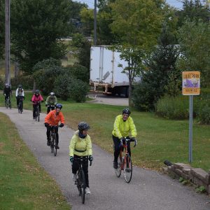Riding out of Lilac Park back to The Cedar Lakes Trail.
