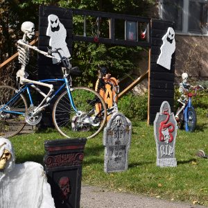 This bike pic Halloween, before the trick or treaters come around, put on your costume and take your bike for a spin around the neighborhood for some added fun.