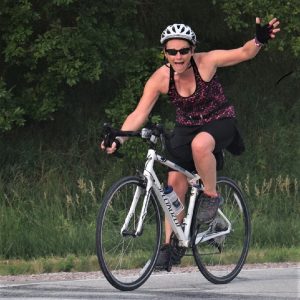 This Bike Pic Friday, digging through the summer archives we found this biker chick enjoying the Iowa countryside ready for some fun in the next town, on the ride across Iowa, RAGBRAI.
