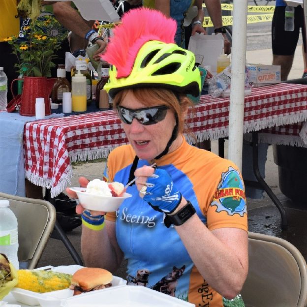 On this bike pic Sunday, we found this biker chick enjoying a tasty treat on a  stop along the ride across Iowa on RAGBRAI.