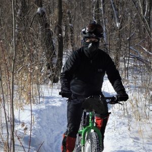 This Bike Pic  Tuesday as the temps continue to drop, we caught this biker dude, with plenty of layers and a mask having fun in the Bold North, near Bloomington, MN.
