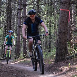 This Bike Pic Friday, looking through the archives we found this mountain biking duo having fun in Lebanon  Hills Park, in Eagan MN.  