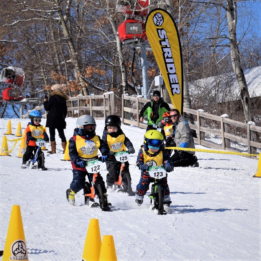 One of the coolest races that puts more kids on bikes. The Strider Snow Cup, with skis attached to the bike wheels, produces a lot of winners.