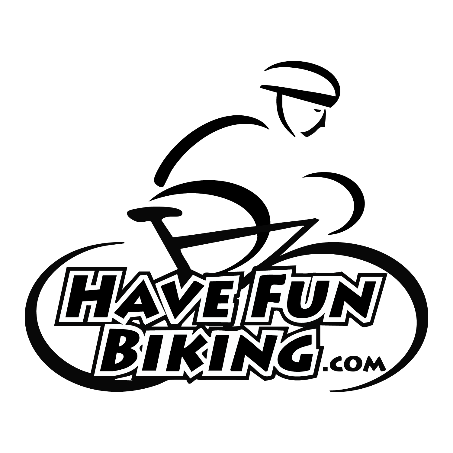 HaveFunBIking logo in black with full bike figure