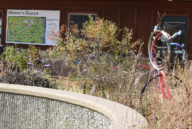 Here at the National Owl Center, in Houston, MN see all the bicycle art exhibits.