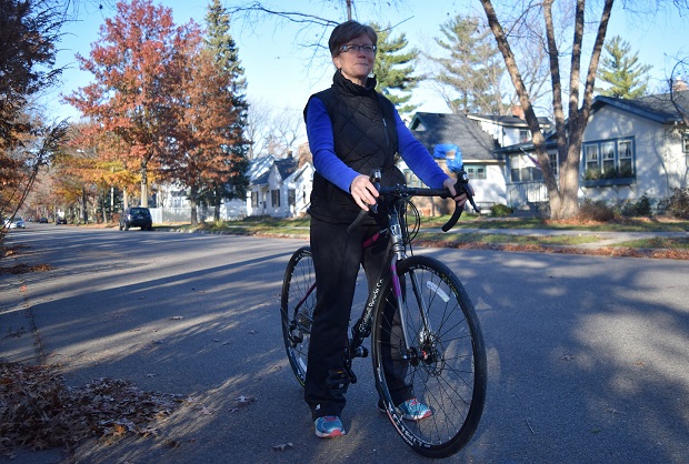 Mary Ann Bradley, of south Minneapolis, shown here with her new bike she won in the HaveFunBiking.com drawing.