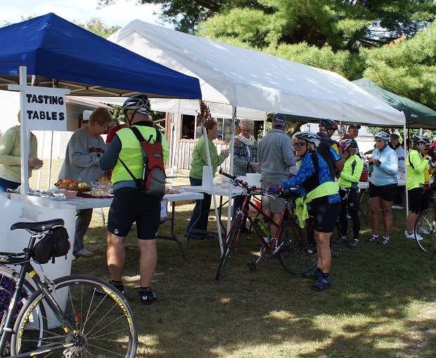 Here cyclists are enjoying the many delicious delicacies available near many of the Root River trail towns.