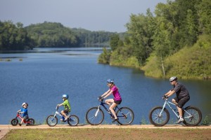A family riding the Cuyuna Lakes Mountain Bike Trail, north of Crosby, MN. -photo by Aaron W. Hautala